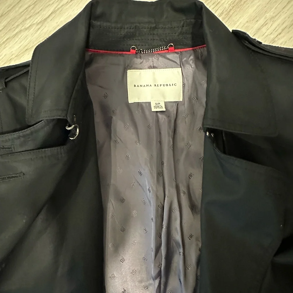 BANANA REPUBLIC Classic Black Trench Coat - Picture 7 of 7